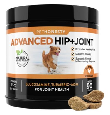 PetHonesty Advanced Hip + Joint Chicken Flavored Soft Chews Joint Supplement for Dogs, 90-Count