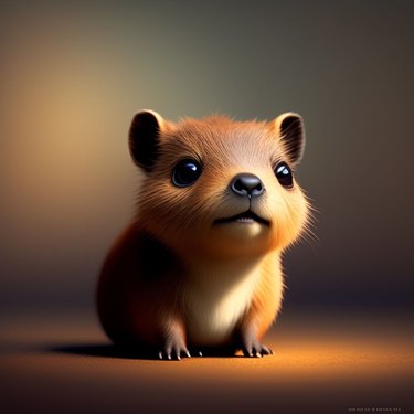 digital art of tiny cute capybara on a brown background