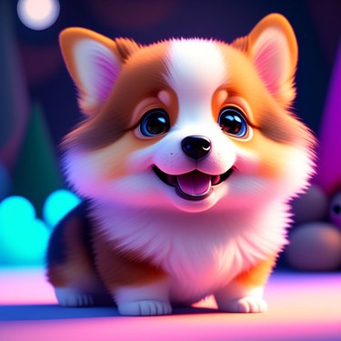 digital art cartoon style corgi puppy looking cute with open mouth