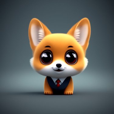 digital art of tiny cute fox in a business vest