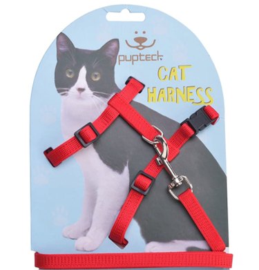 PupTeck Adjustable Cat Harness Nylon Strap Collar with Leash