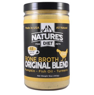 Nature's Diet Pet Bone Broth Protein Powder with Pumpkin, Fish Oil, and Turmeric, 16-oz. Container, Chicken Flavor