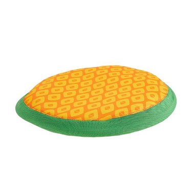 A yellow, orange, and green Top Paw® Flippy Floppy Flexible Flyer Dog Toy soft frisbee