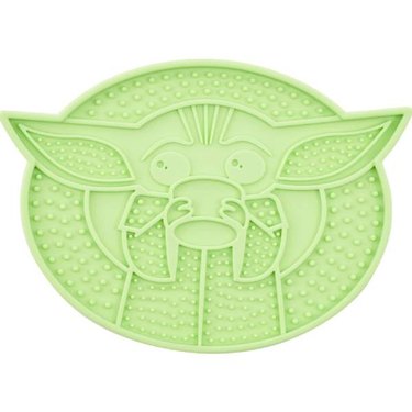 A green STAR WARS THE MANDALORIAN GROGU Silicone Dog & Cat Treat Lick Mat