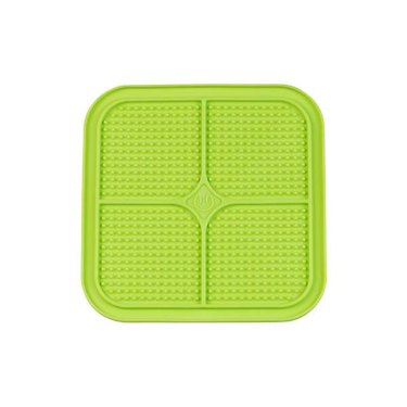 A green Pet Zone Boredom Busters™ Relax Slow Feeder Licking Mat with textured quadrants