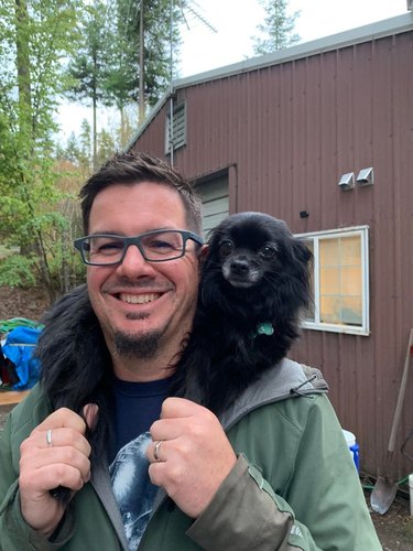 dad who didn't want dog loves newly adopted dog