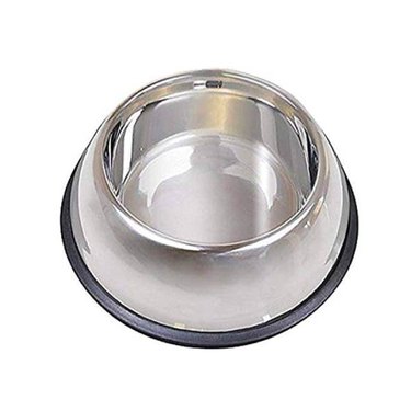 A Van Ness Pets Large Non-Tip Stainless Steel Dog Bowl with an extra wide base for non-slip drinking