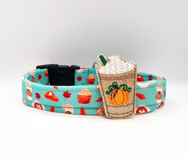 Pumpkin Spice Dog Collar With Pumpkin Spice Latte Embellishment by PawesomePups