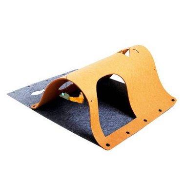 An orange and grey Peyan Cat Tunnels for Indoor Cats Play Mat