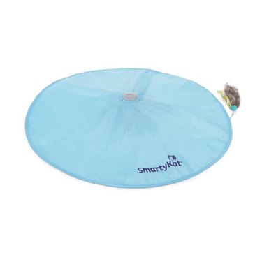 A SmartyKat Electronic play mat with battery-powered feather play toy for cats to chase