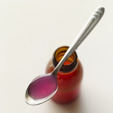 Elevated view of cough syrup