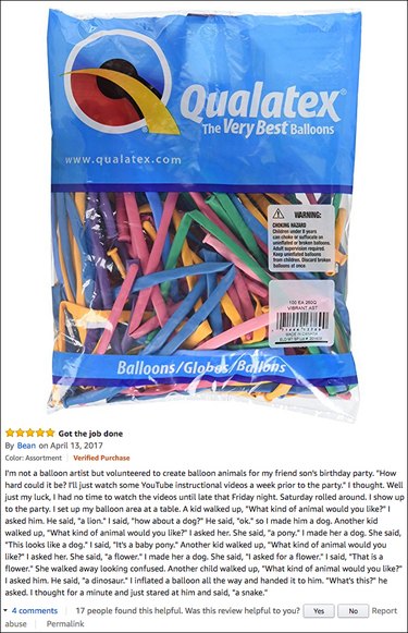 Funny Amazon reviews (balloon animals)