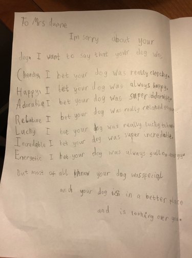 Little Boy Writes Beautiful Poem for His Teacher After Her Dog Dies