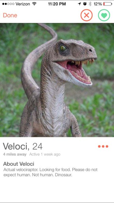 Velociraptor swipes right on Tinder