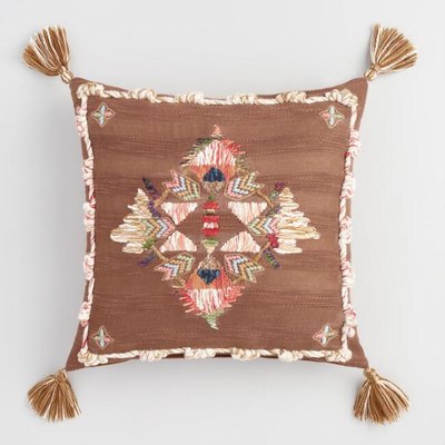 Multicolored Embroidered Starla Throw Pillow