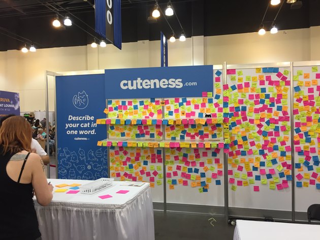 Cuteness wall covered in post-its at CatCon