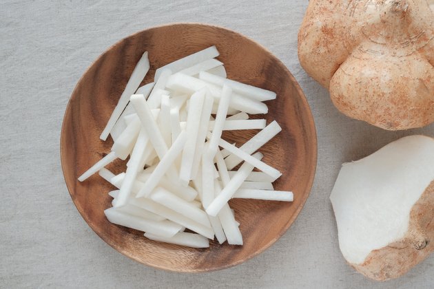 Raw Jicama, Mexican turnip, ketogenic food