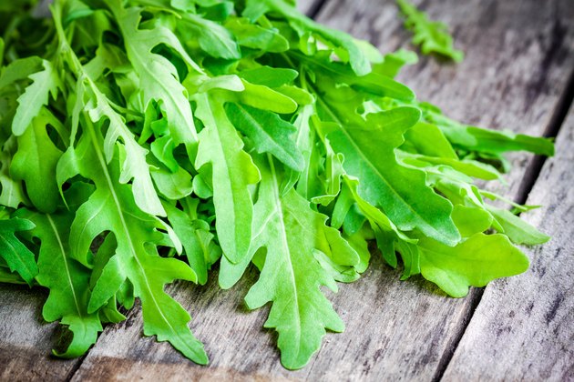 bunch of fresh organic arugula closeup