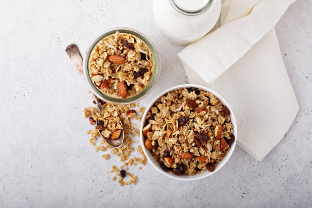Homemade granola with coconut and almonds