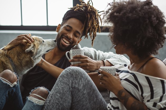 Couple spending weekend at home