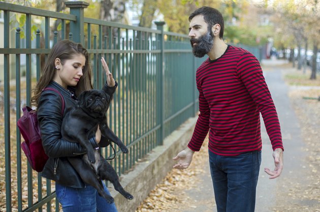 Couple arguing on the street