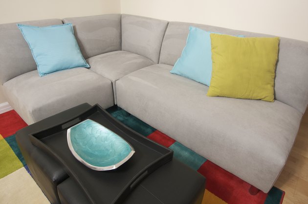 Grey Suede Couch Corner Area
