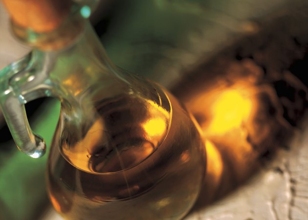 close-up of a bottle of olive oil