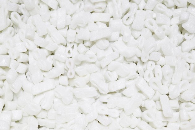 White foam packing peanuts