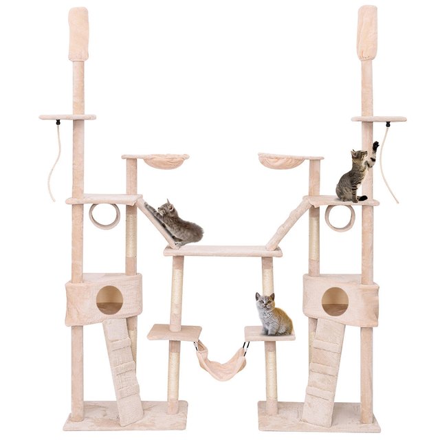 Multilevel Cat Tree by Gymax with Activity Tower Condo, Hammock, and Scratching Post Ropes