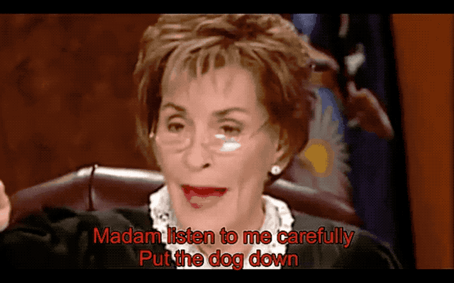Judge Judy lets a dog decide who its owner is.