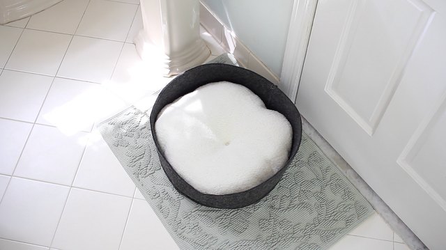 Cat bed in a bathroom