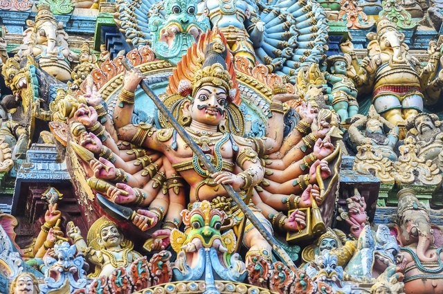 Representations of gods, Sri Meenakshi Sundareshwarar temple, Madurai, Tamil Nadu, South India, India