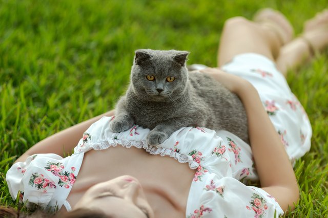 Young woman with her cat