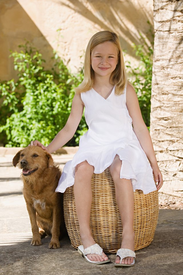 Girl with pet dog