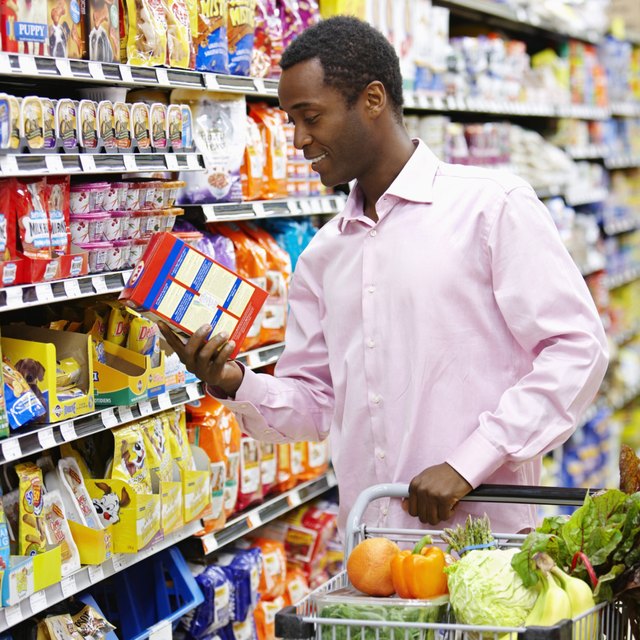 Man Reading Label in Grocery Store