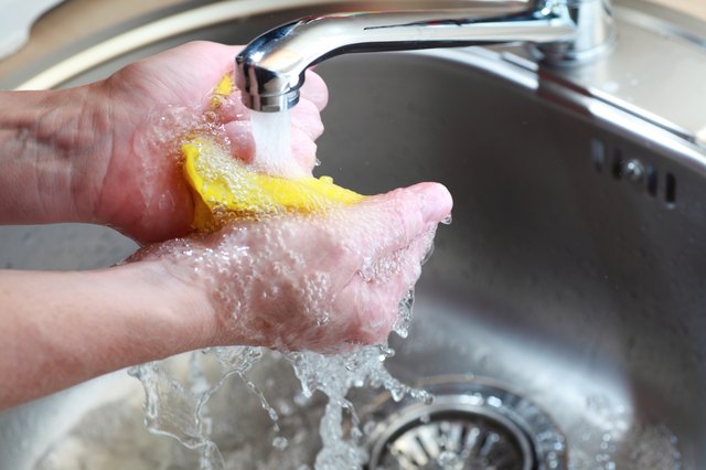 cloth under running water